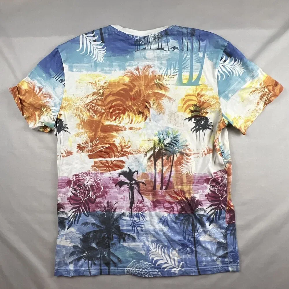 Guess Los Angeles Men's Short Sleeve Tee Tropical Embroidered Logo Medium - Picture 2 of 6